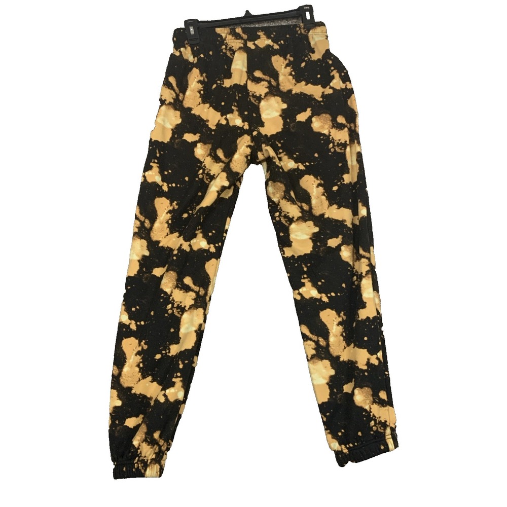WESC M - Med W - L Black Yellow Bleach Tie Dye Jogger Pants Streetwear Y2K